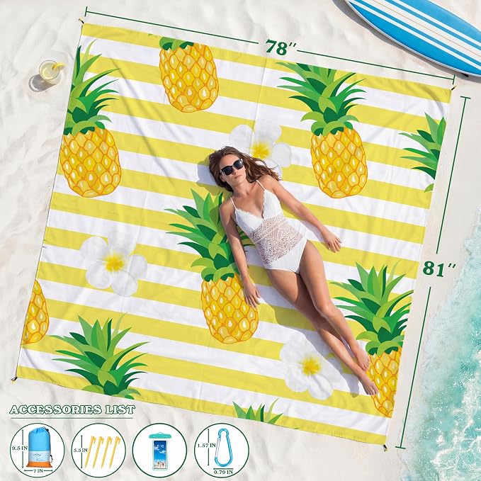 Famstar Beach Blanket Oversized Extra Large78 X 81", Waterproof Sandproof Beach - Image 2