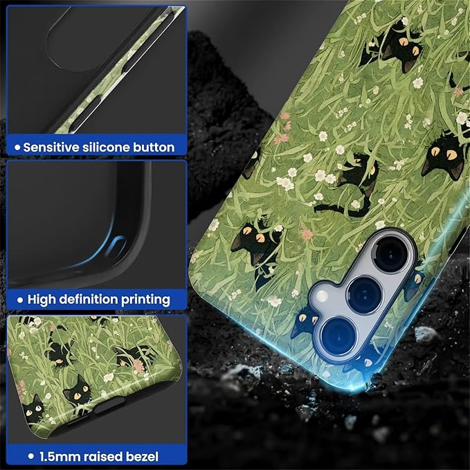 for Samsung Galaxy S24 FE Case, HL2 Grass Cat Hybrid 2 Layer Hard Shell - Image 3
