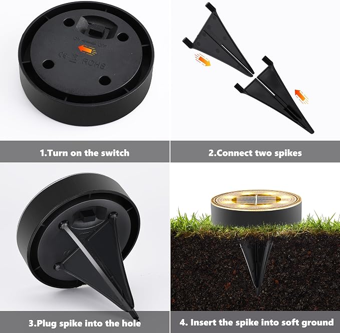 Joomer Solar Ground Lights, 8 Pack 8 LED Solar Lights Outdoor IP68 Waterproof - Image 5