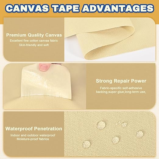 Canvas Repair Tape, 3.2 x 63 Inch Waterproof Heavy Duty Fabric Tape - Image 3
