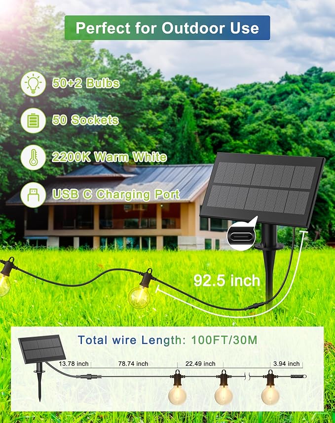 Zuske Solar String Lights Outdoor Waterproof 100FT - Image 6