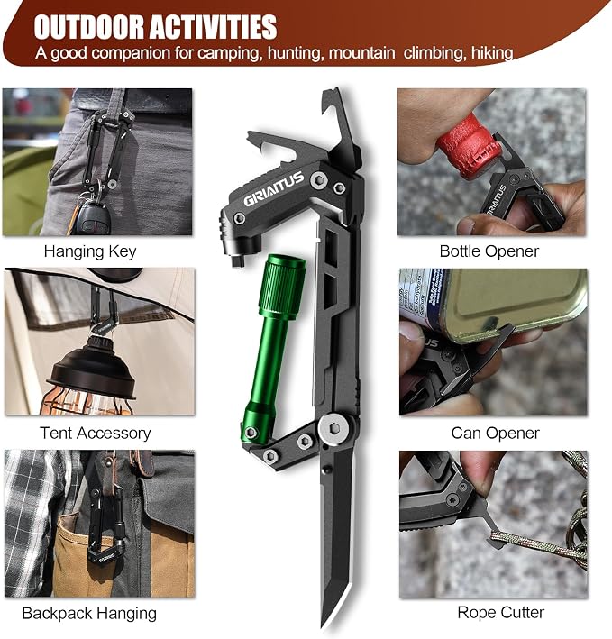 Carabiner Multitool with Pocket Knives, EDC Carabiners, Serrated Knife - Image 5