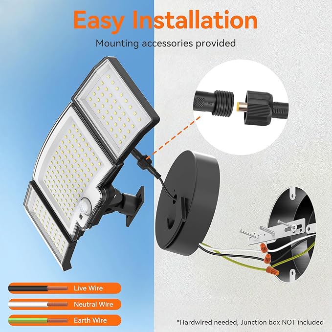 CLAONER LED Security Lights Motion Sensor Outdoor, 20W 3000LM Floodlight 6500K - Image 6