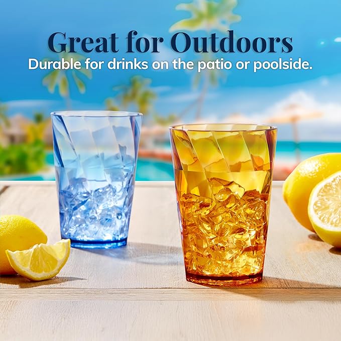 US Acrylic Optix Mini Plastic Reusable Drinking Glasses 8oz Juice Cups in Jewel - Image 7