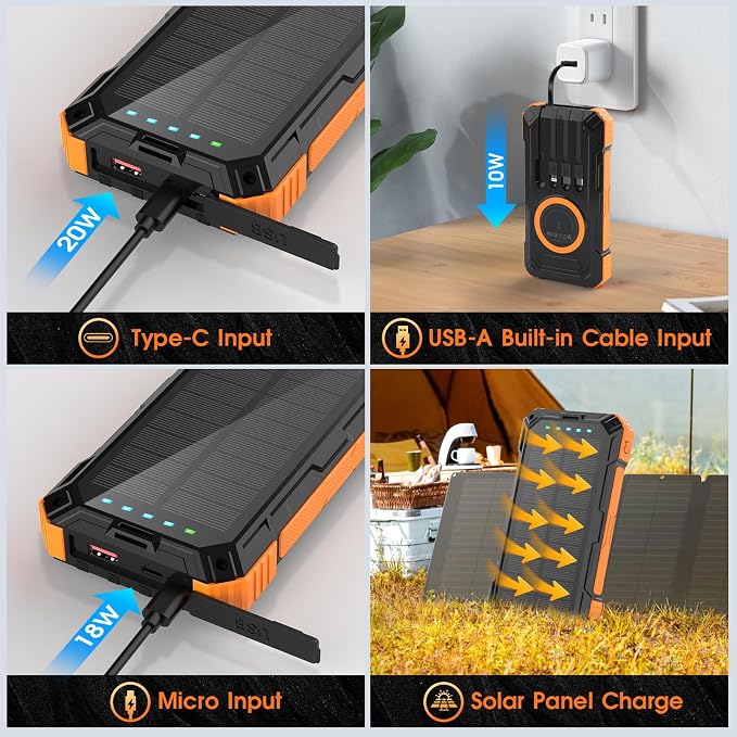 Solar Power Bank, 49800mAh Wireless Portable Phone Charger - Image 6