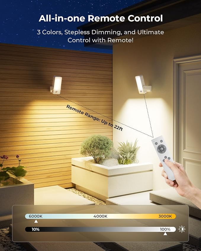 2 Pack Motion Sensor Outdoor Lights, 10000mAh Rechargeable 600 Lumen Battery - Image 6