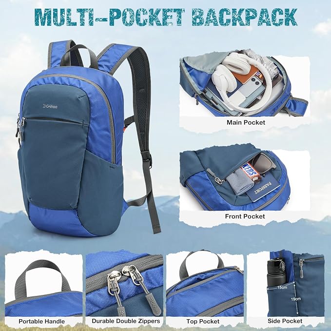 G4Free Small Hiking Backpack 20L Lightweight Foldable Packable Travel Daypack - Image 4