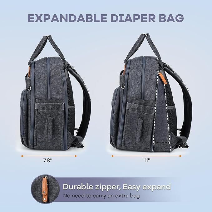 RUVALINO Diaper Bag Backpack-Expandable Baby Bag - Image 2