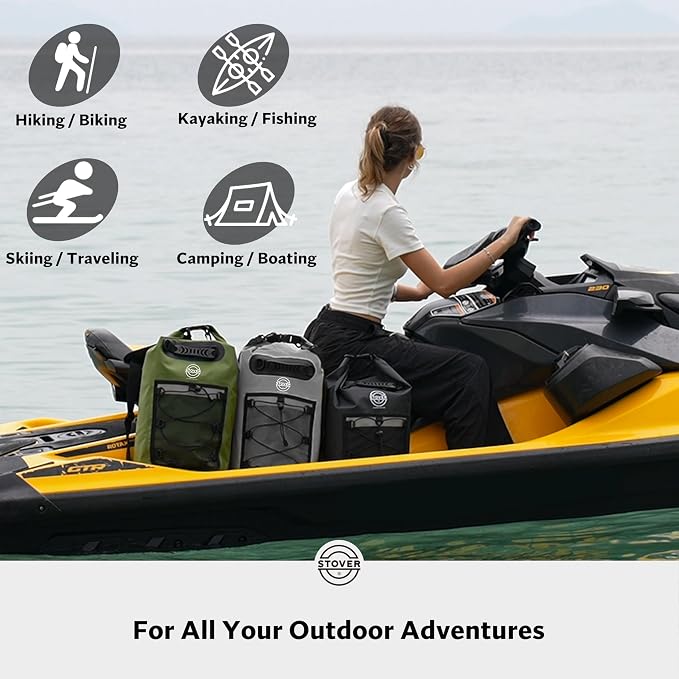 STOVER 5/10/25/30/40/55L Waterproof Dry Bag- Roll-Top Backpack w/Phone Case- - Image 6