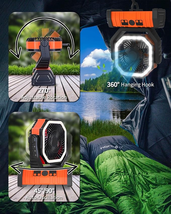 ADUST Camping Fan - 20000mAh Battery Powered Fan Battery Operated Rechargeable - Image 6
