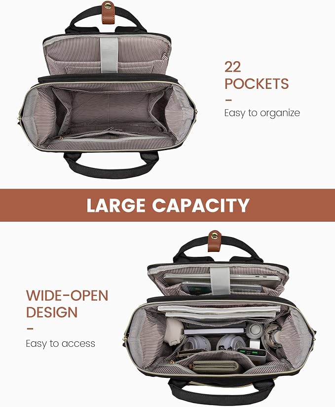 LOVEVOOK Laptop Backpack for Women, 15.6'' Waterproof Nurse Bag Teacher Work - Image 3