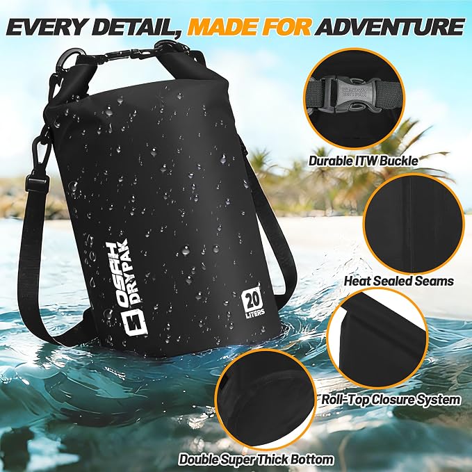 Waterproof Dry Bag, 5L/10L/20L/30L/40L Roll Top Lightweight Storage Backpack - Image 3