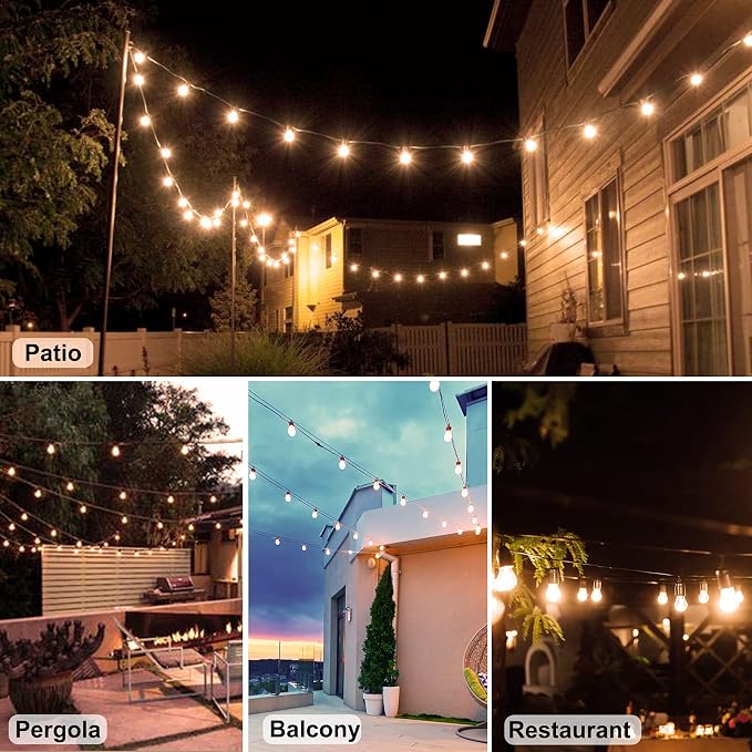 2 Pack x 27Ft Outdoor String Lights, S14 LED, IP65 Waterproof, Connectable - Image 6