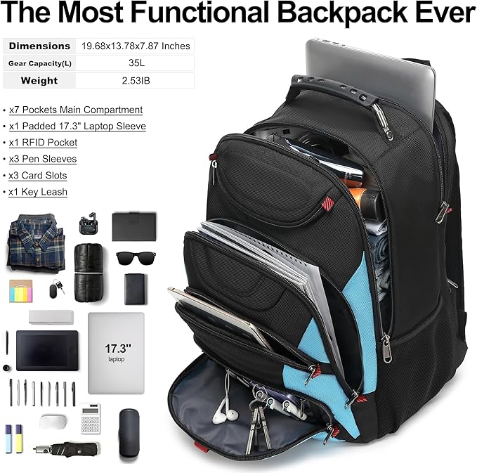 Boavan Laptop Backpack for men, 17.3 inch Laptop Bag - Image 5