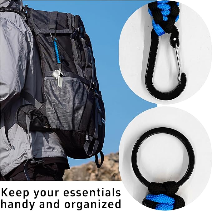 3PCS Paracord Keychain with Carabiner Clip, Braided Rope Key Chain Lanyard - Image 3