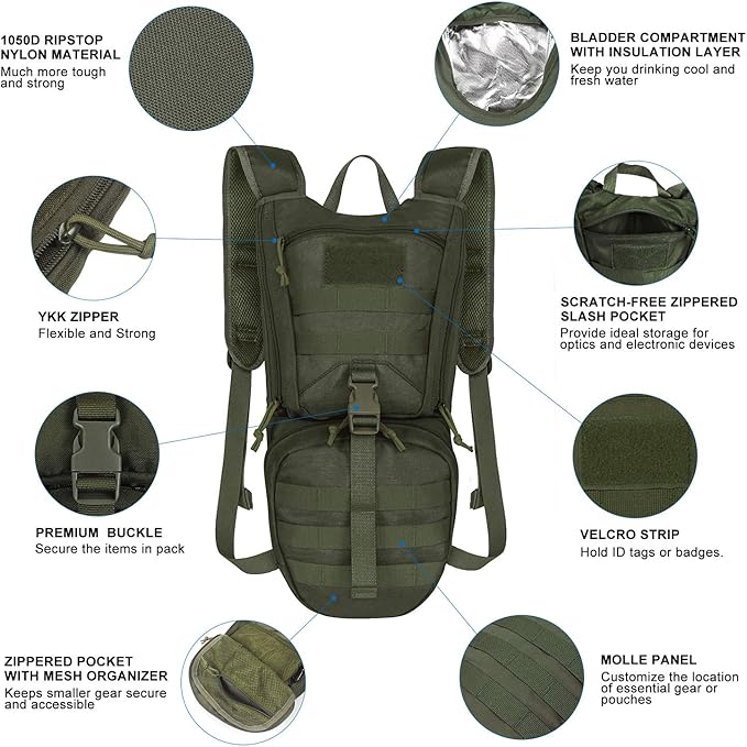 Unigear Tactical Hydration Packs Backpack 1050D - Image 2