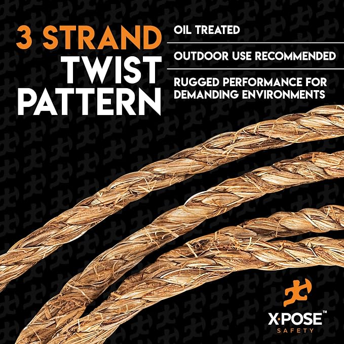 Manila Rope - 1/4 Inch 600' - 3 Strand Cordage Twisted Braided Rope - Thick - Image 4