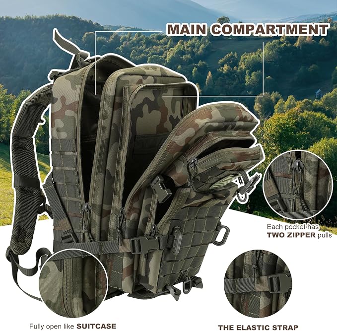 Hannibal Tactical MOLLE Assault Backpack, Tactical Backpack Military Army - Image 5