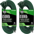 Thonapa 2 Pack 50 ft Green Outdoor Extension Cord 3 Outlet Pigtail by Thonapa