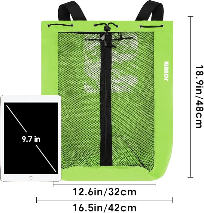 WANDF Swim Bag Mesh Drawstring Backpack Beach Backpack - Image 9