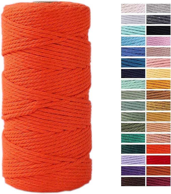 Orange Macrame Cord 3mm x 109 Yards, Colored Cotton Rope by AestheticDesignforYou