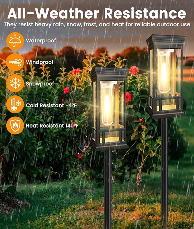 10 Pack Solar Pathway Lights Outdoor, Taller Bright Solar Path Lights Waterproof - Image 7