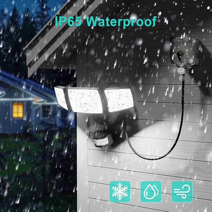 USTELLAR 55W Plug in Flood Light Outdoor, 5500lm Motion Sensor Outdoor Lights - Image 9