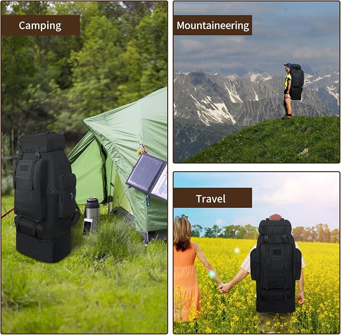 70L/100L Hiking Backpack with USB Charging Port, Expandable Large Military - Image 7