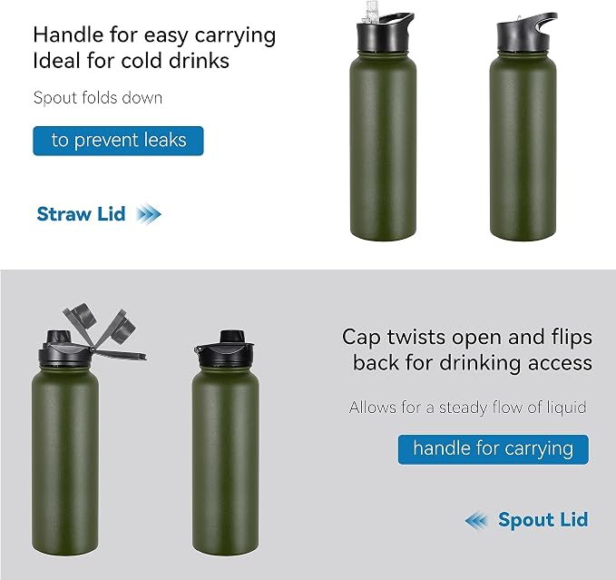 VEGOND 40 oz Insulated Water Bottle Bulk Stainless Steel Metal Water Bottles - Image 5