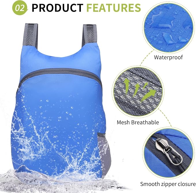 20L Ultra Hiking-Daypack Lightweight Foldable Travel Packable Backpack - Image 4