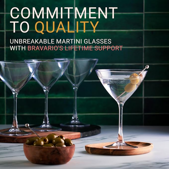 Bravario Unbreakable Plastic Martini Glasses, 100% Tritan Shatterproof Plastic - Image 5