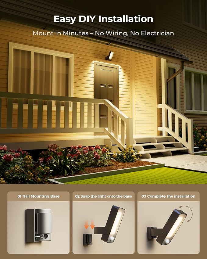 2 Pack Motion Sensor Outdoor Lights, 10000mAh Rechargeable Battery Operated - Image 9