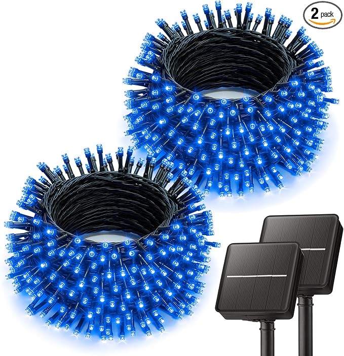 Brightown 2 Pack Solar String Lights Outdoor, Total 80FT 200 LED Solar Powered by Brightown