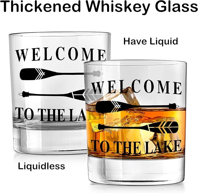 Nogrit Lake House Decor Whiskey Glasses 10 Oz, Welcome To The Lake, Beach Wine - Image 5