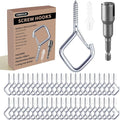 60 Pcs Silver Eye Hooks Screw Heavy Duty, Ceiling Hooks by Unknown