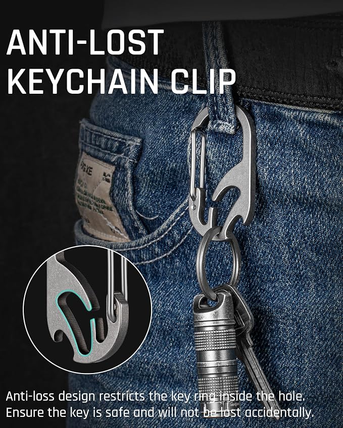 TISUR Titanium Carabiner Keychain Clip, Anti-Lost Key Ring Holder, Self-Locking - Image 6