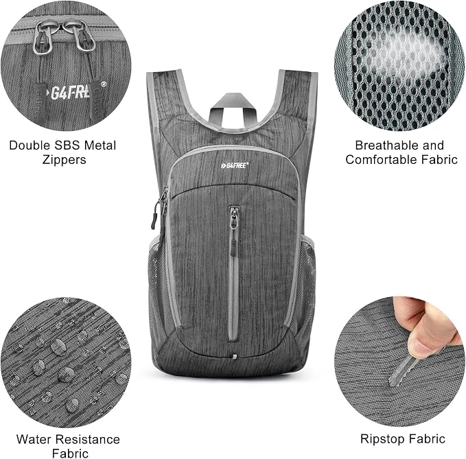 G4Free 10L Hiking Backpack Small Travel Hiking Daypack Lightweight Packable - Image 4