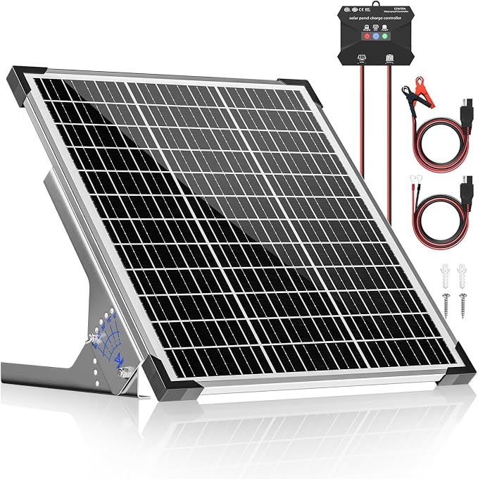 Voltset 50W Solar Panel Kit, 12V Solar Battery Trickle Charger Maintainer + 10A by Voltset
