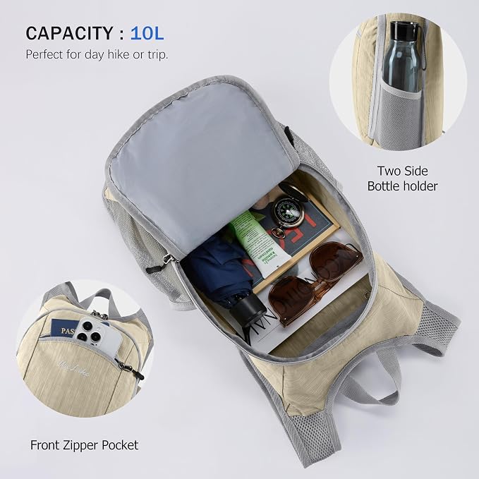 Uselike 10L Small Hiking Backpack Travel Daypack Lightweight Packable Back Pack - Image 5