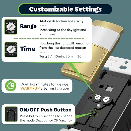 TOPGREENER Motion Sensor Light Switch, Occupancy & Vacancy Motion Sensor Switch - Image 3