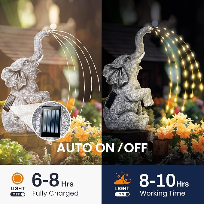 GIGALUMI Solar Garden Decor Upgraded Elephant Statues Outdoor, Birthday Gifts - Image 5