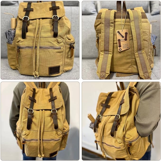 AUGUR High Capacity Canvas Vintage Backpack - Image 5