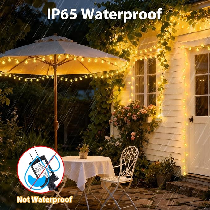 OMIKA Globe Outdoor String Lights Plug in, Connectable 66ft 120LED Crystal Ball - Image 4
