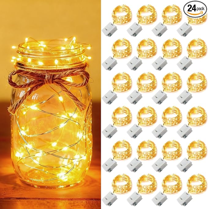 24 Pack Fairy Lights Battery Operated 7ft 20 LED Mini Twinkle String Lights by YOEEN