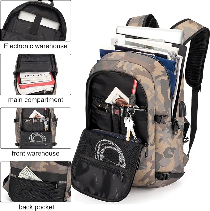 Tzowla Travel Laptop Backpack Water Resistant Anti-Theft Bag - Image 5