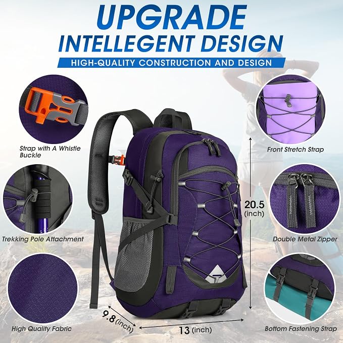 IGOLUMON Hiking Backpack 40L Packable Lightweight Camping Backpack Men Women - Image 2
