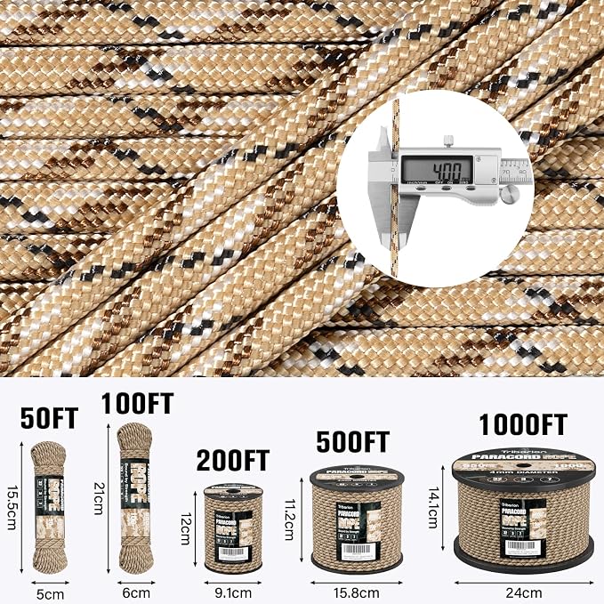 Paracord Rope 550 lb - 50ft 5/32" Parachute Cord 4MM 7-Strand para Cord - Heavy - Image 5