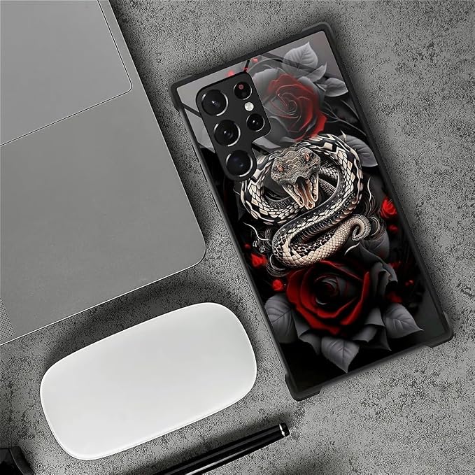 for Samsung Galaxy S23 Ultra Case, Entwined Rose Snake Pattern Graphic Design - Image 7