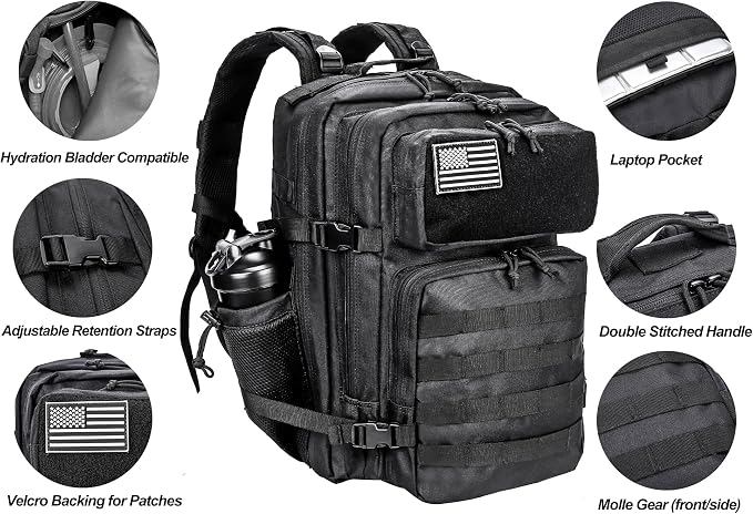 LHI Military Tactical Backpack for Men and Women 45L Army 3 Days Assault Pack - Image 4