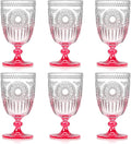 XUWAIDSGN 6Pcs Plastic Vintage Wine Glasses 13.5oz Reusable Embossed Goblet by XUWAIDSGN